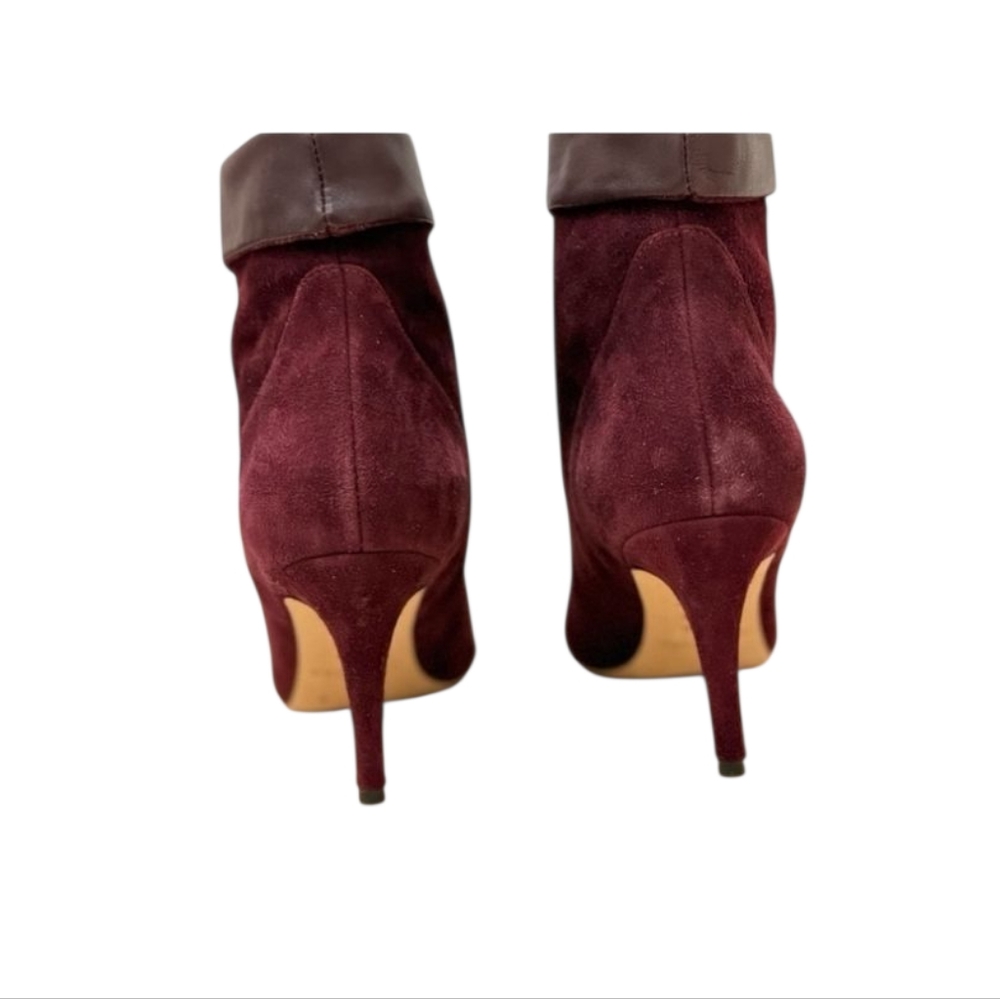 Via Spiga Baddie Burgundy Suede Pointed Toe Booties w 3" heels Size EU 36.5 NWOB - Picture 2 of 4